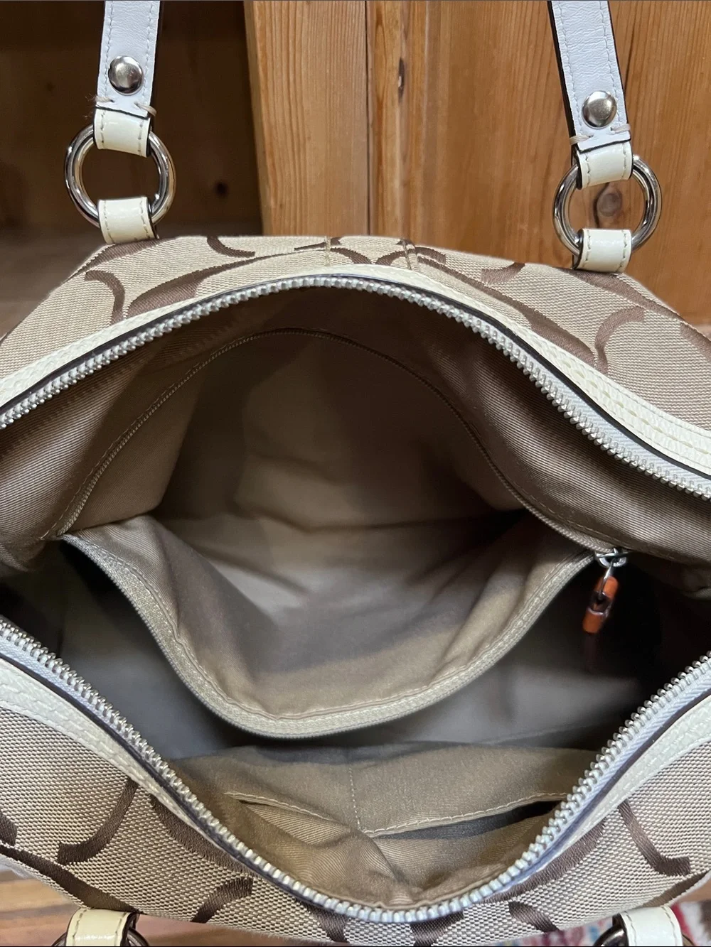 Coach F13551 Signature Stripe Satchel
